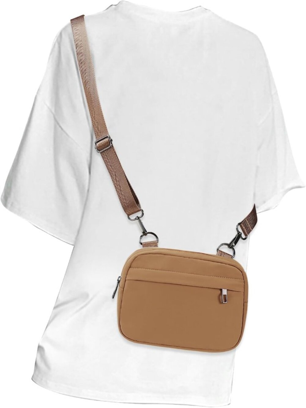 Women's Camel Brown Crossbody Belt Bag Fanny Pack Purse With Adjustable Strap